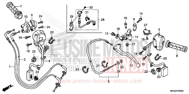 HEBELGRIFF/SCHALTER/KABEL (NC750X/XA) von NC750X "Meca" CANDY PROMINENCE RED (R342) von 2017